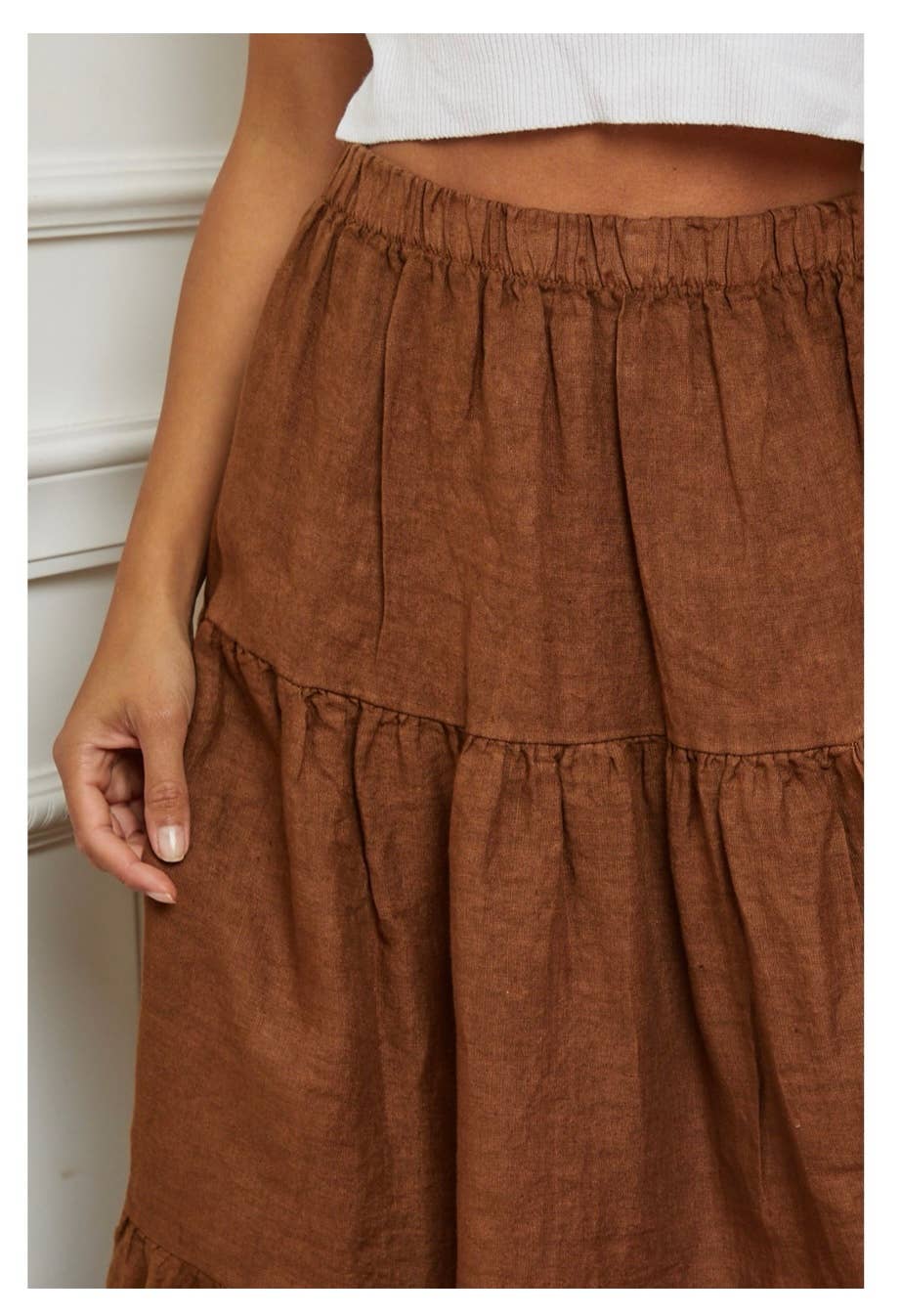 100% Linen Skirt TOBACCO