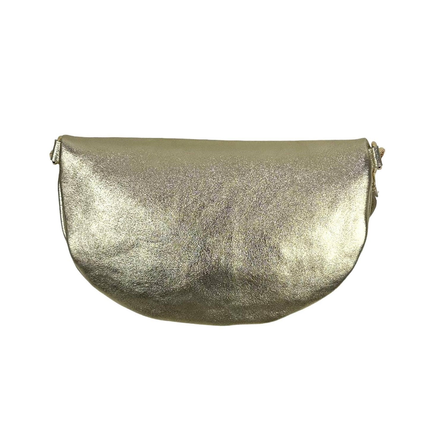 Large Metallic Italian Leather Waist Bag for Women. Sales: Gold