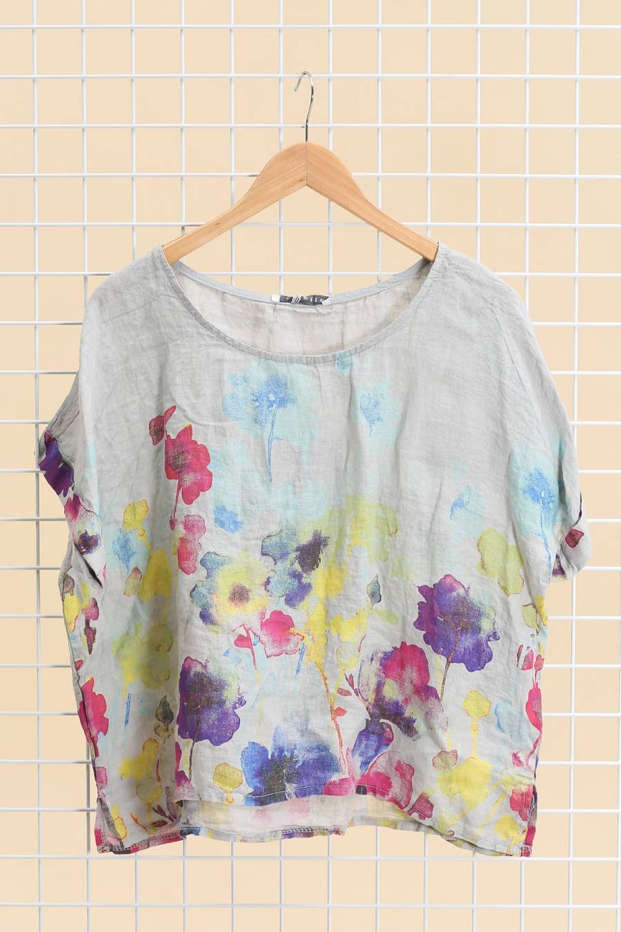 Round neck printed linen T-shirt 23310 100% LINEN: Mole