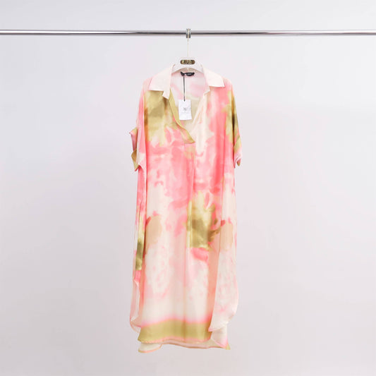One Size Tie and dye printed midi dress Pink Made in Italy