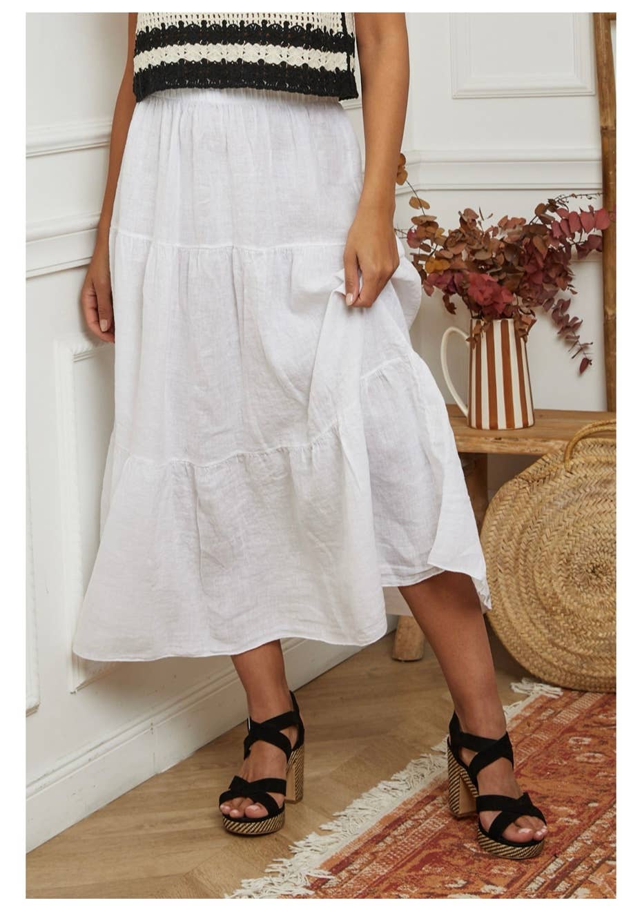 100% Linen Skirt TOBACCO