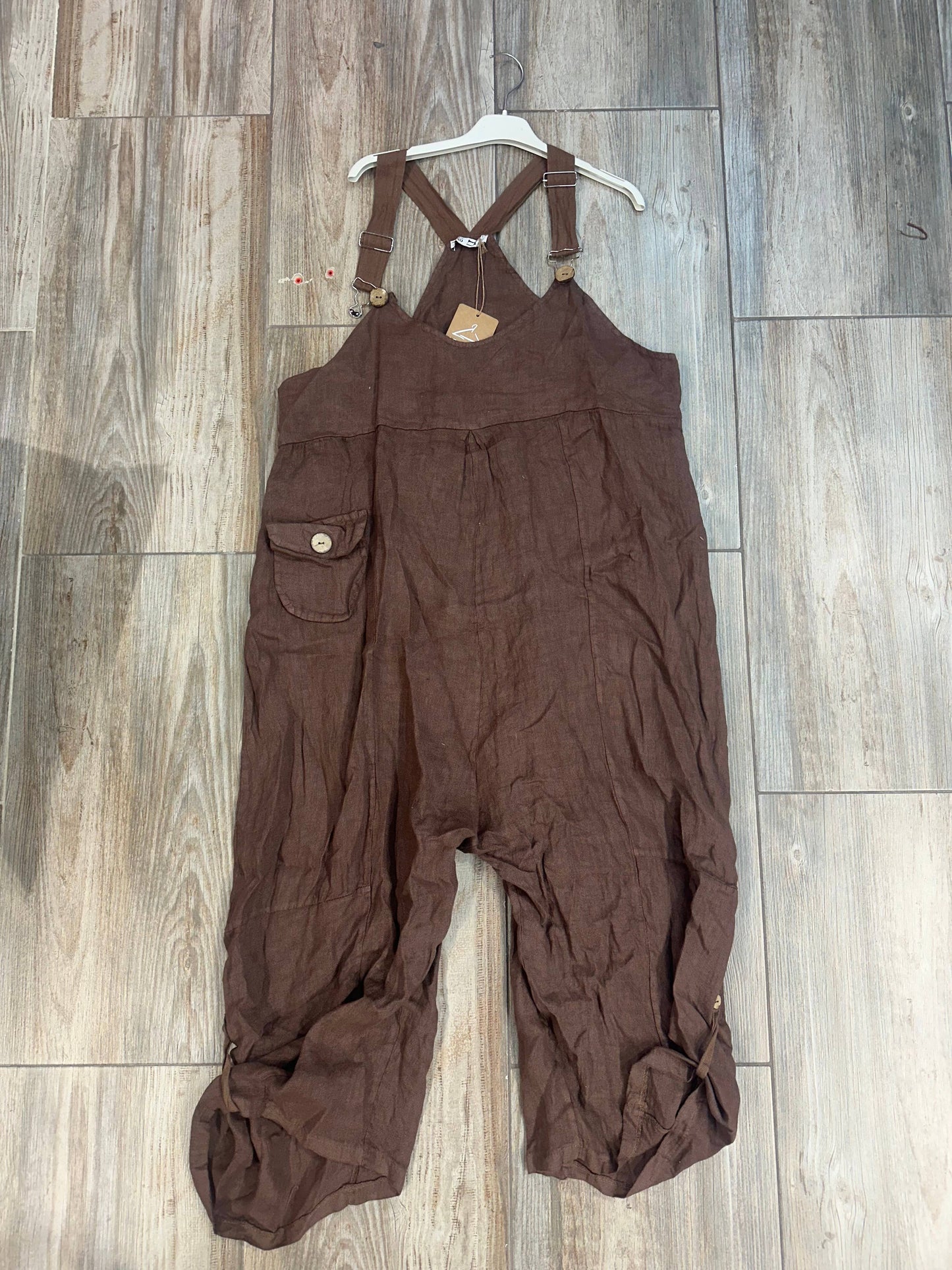 100% linen jumpsuit - Khaki