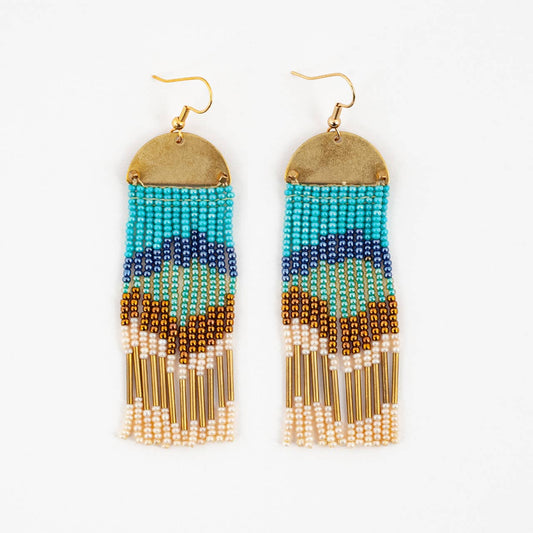 Half Moon Cascade Earrings: Turquoise sand