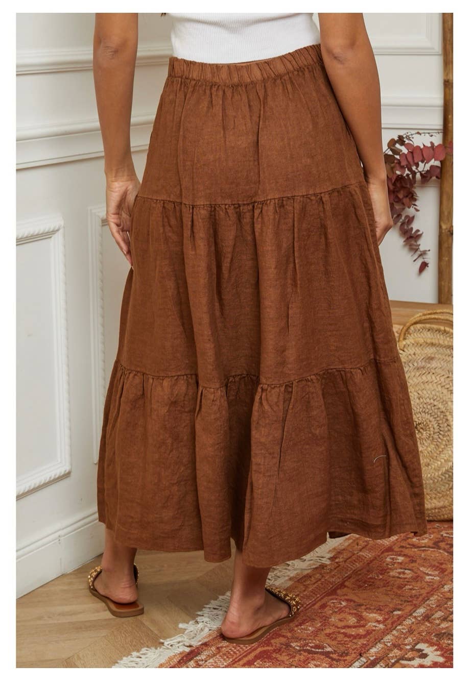 100% Linen Skirt TOBACCO