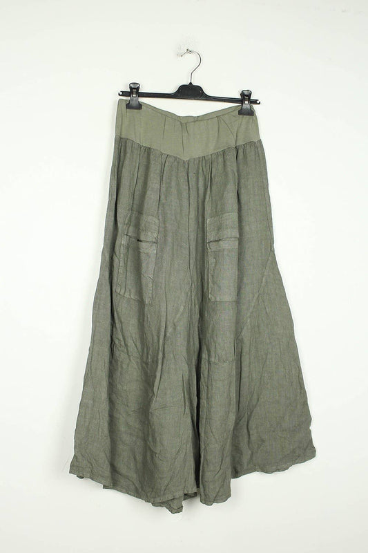 100% linen trousers-Khaki, Unique