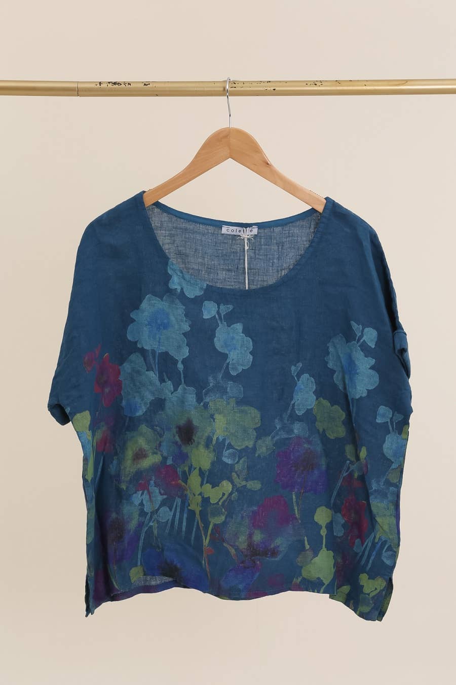 Round neck printed linen T-shirt 23310 100% LINEN: Mole