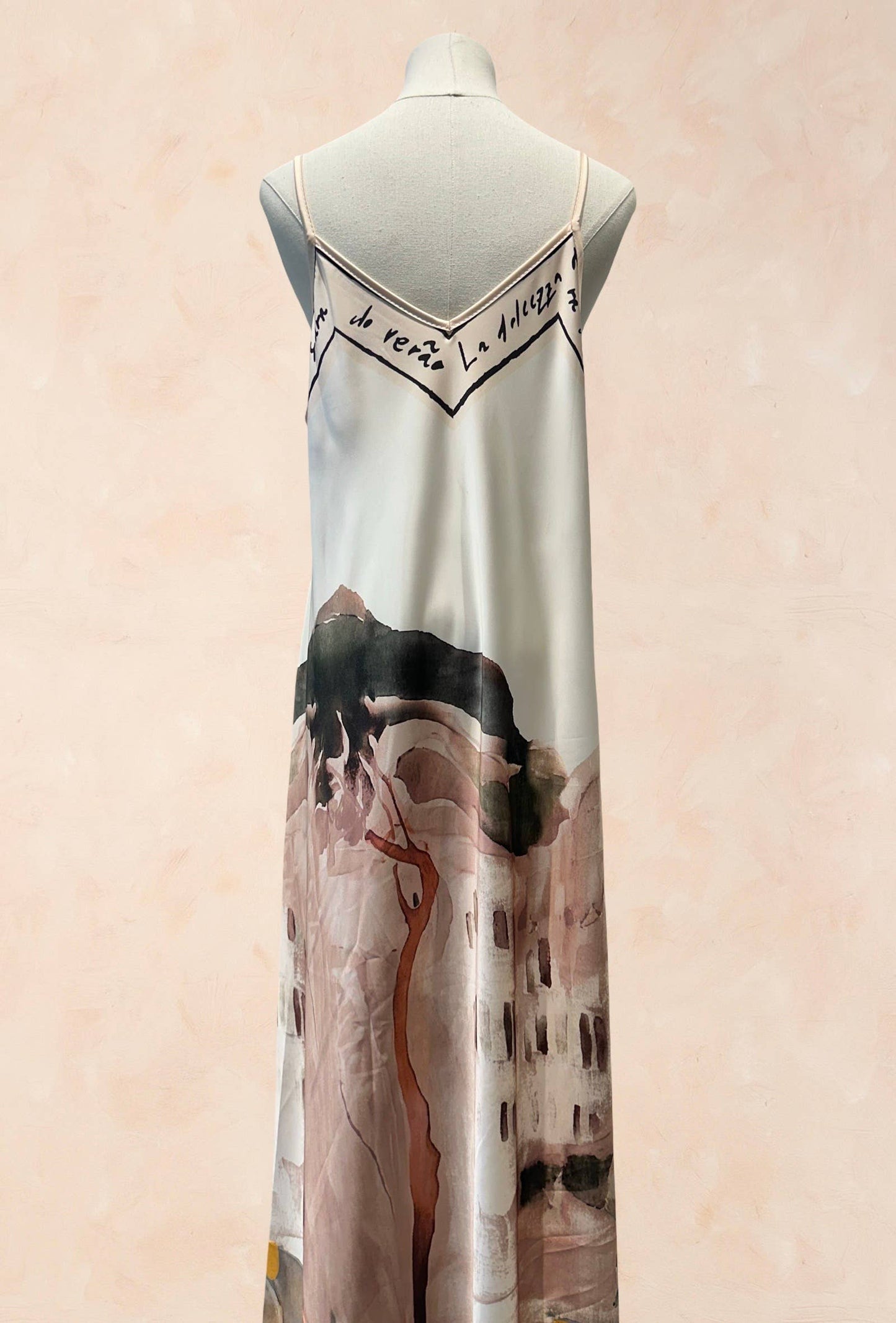 Viscose Silk Printed Fluid Strappy Dress - VISCOSE - 52005: Sky blue