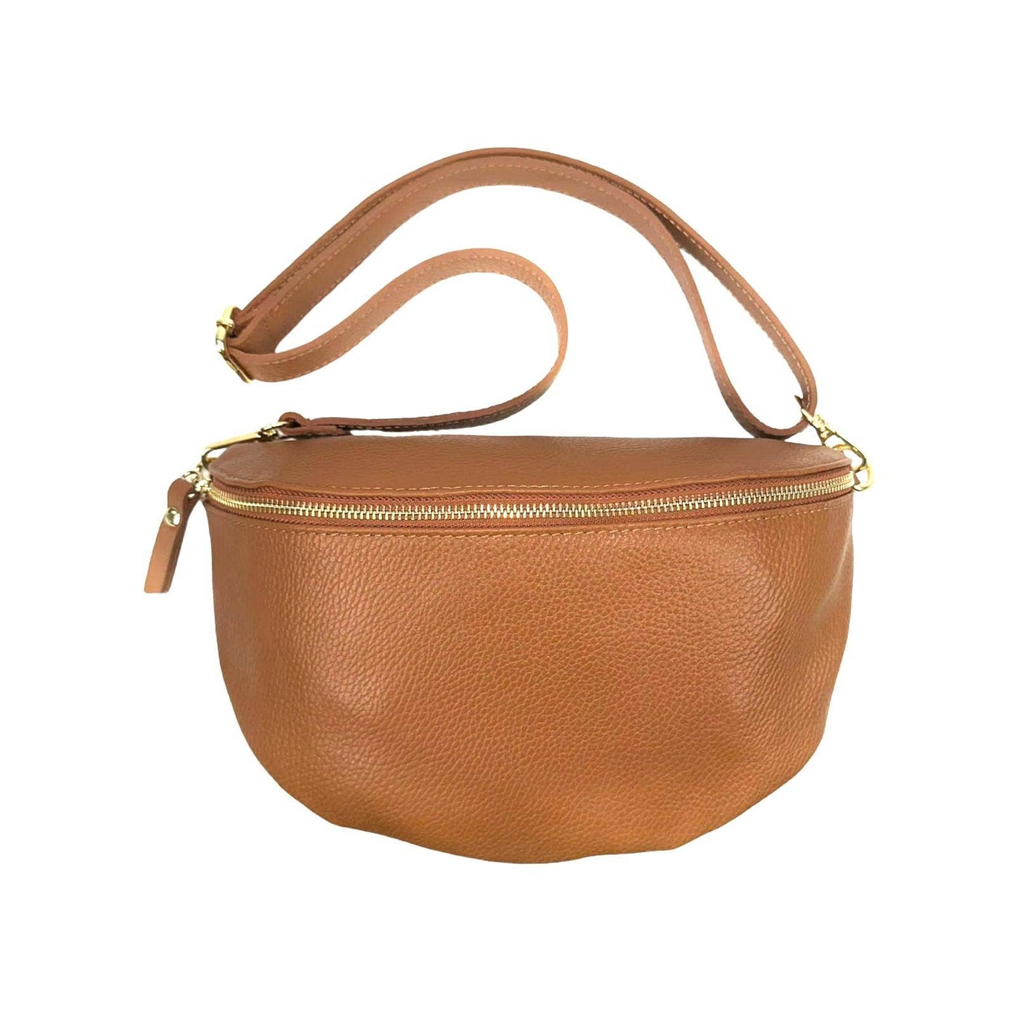 Large Italian Leather Waist Bag for Women. Online Sales: Camel