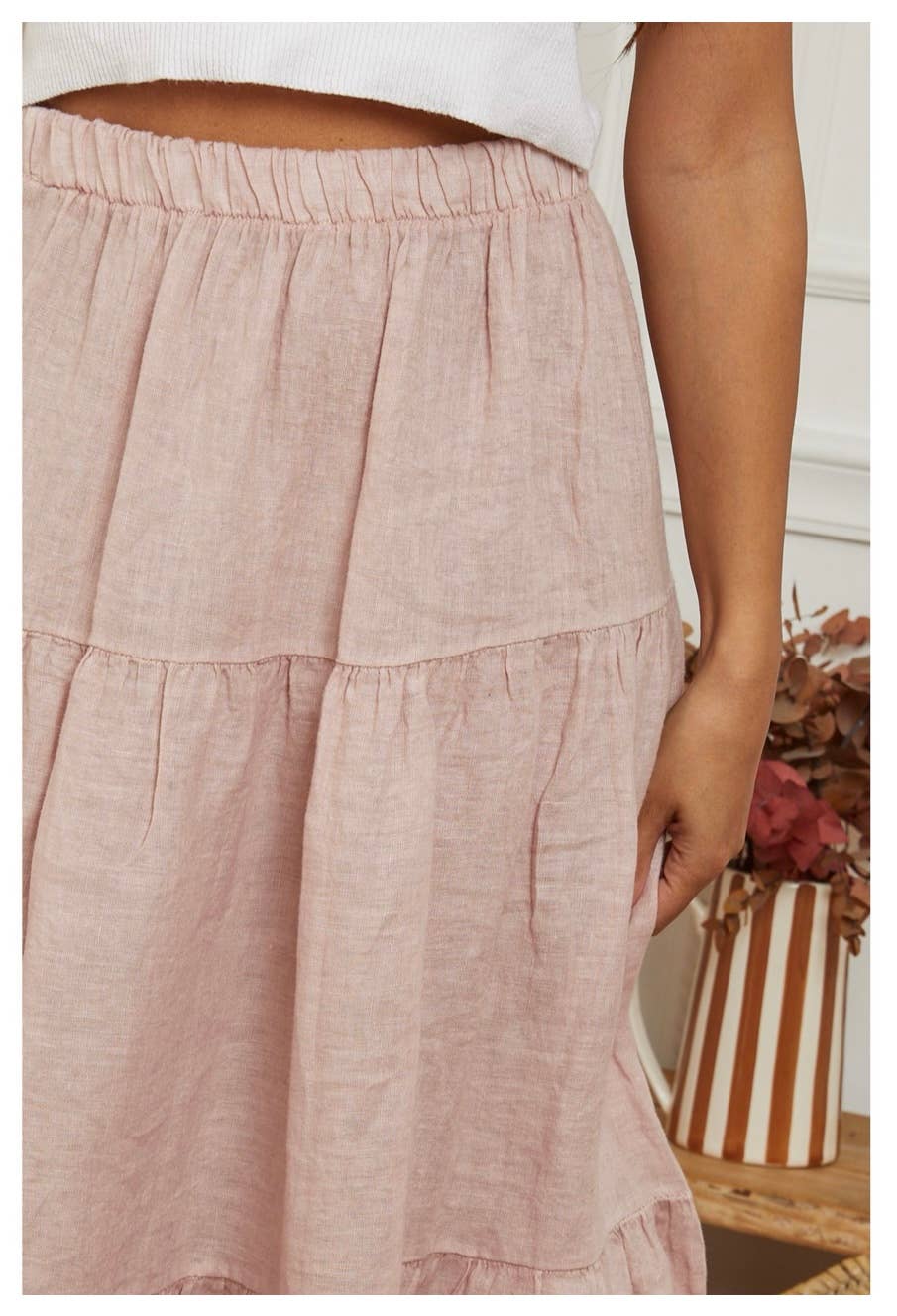 100% Linen Skirt TOBACCO