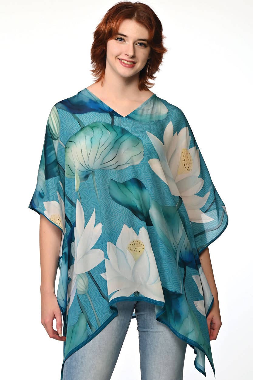 Kamala Lotus Tops: Blue & White