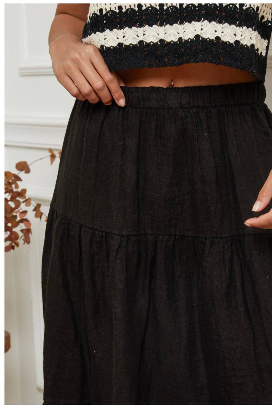 100% Linen Skirt TOBACCO