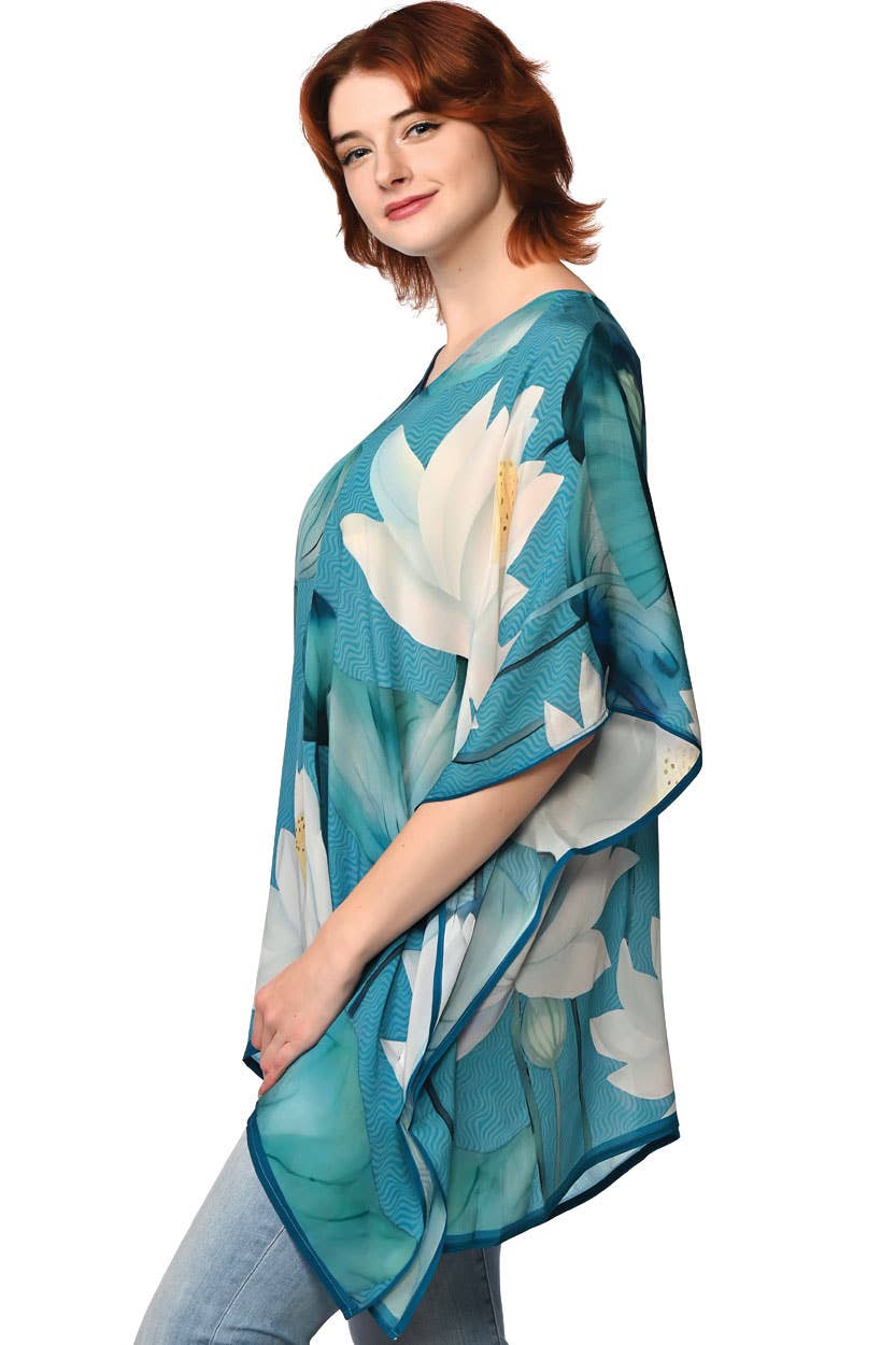 Kamala Lotus Tops: Blue & White