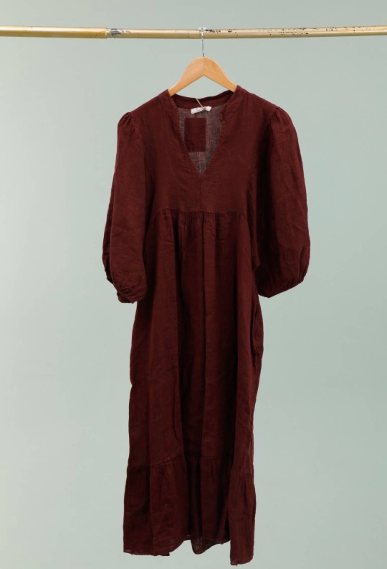 100% linen dress Bordeaux