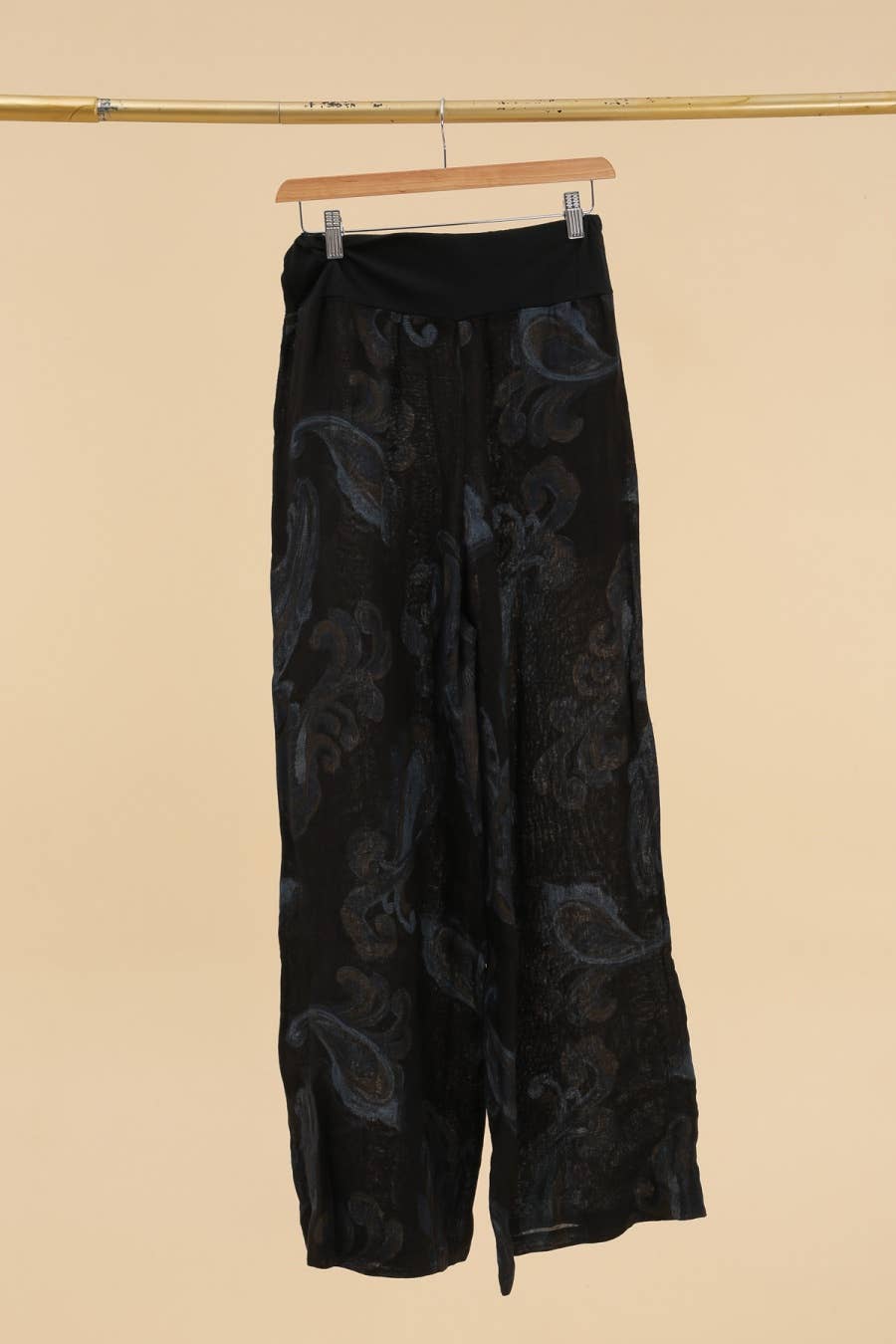 Printed linen trousers 6526 100% LINEN: Apple green