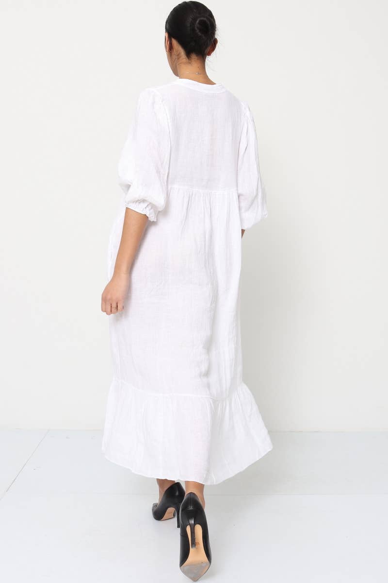 100% linen dress Bordeaux