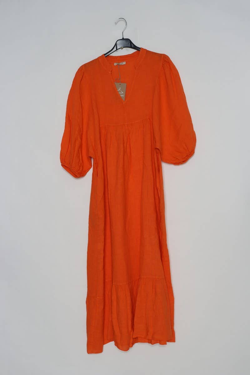 100% linen dress Bordeaux