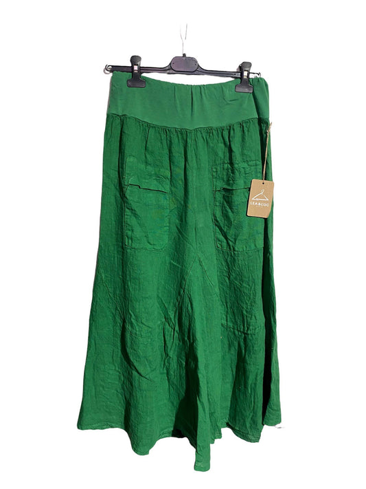 100% linen trousers- Green, Unique