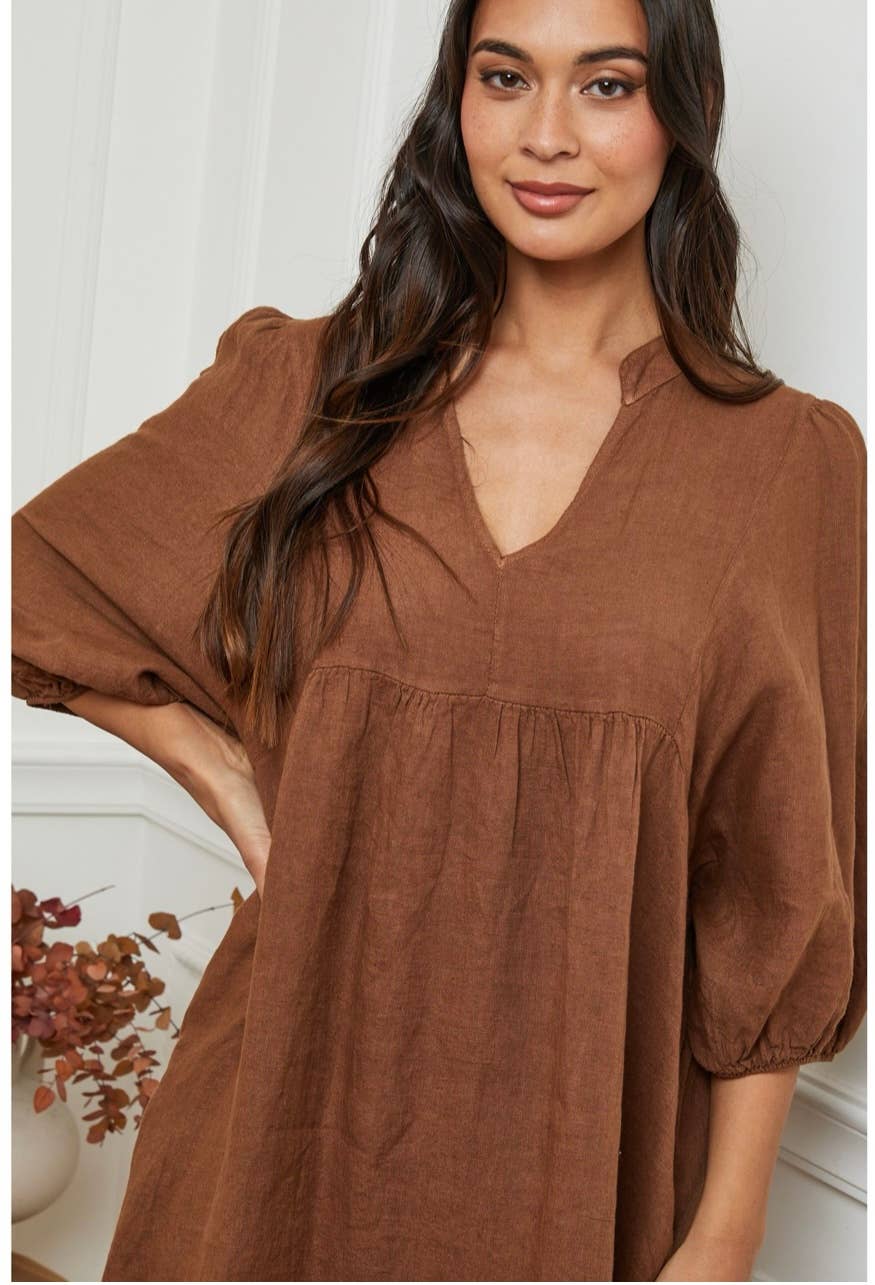 100% linen dress Bordeaux