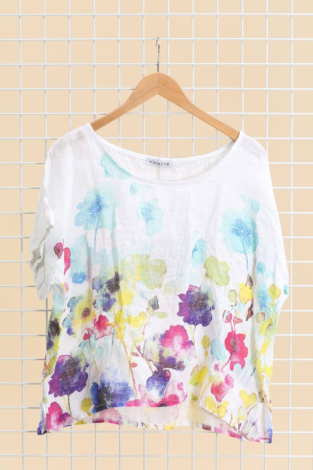 Round neck printed linen T-shirt 23310 100% LINEN: Mole
