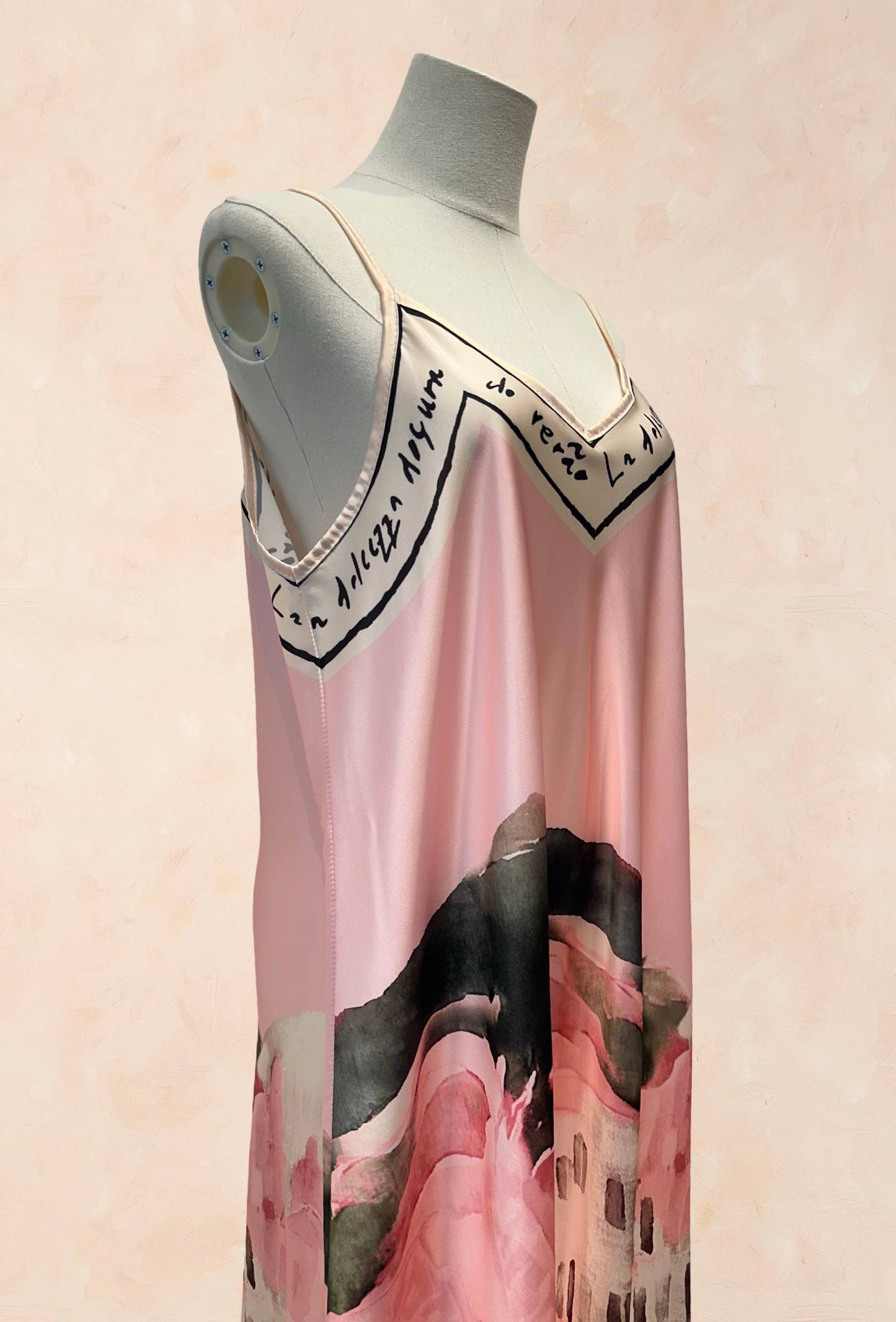 Viscose Silk Printed Fluid Strappy Dress - VISCOSE - 52005: Sky blue