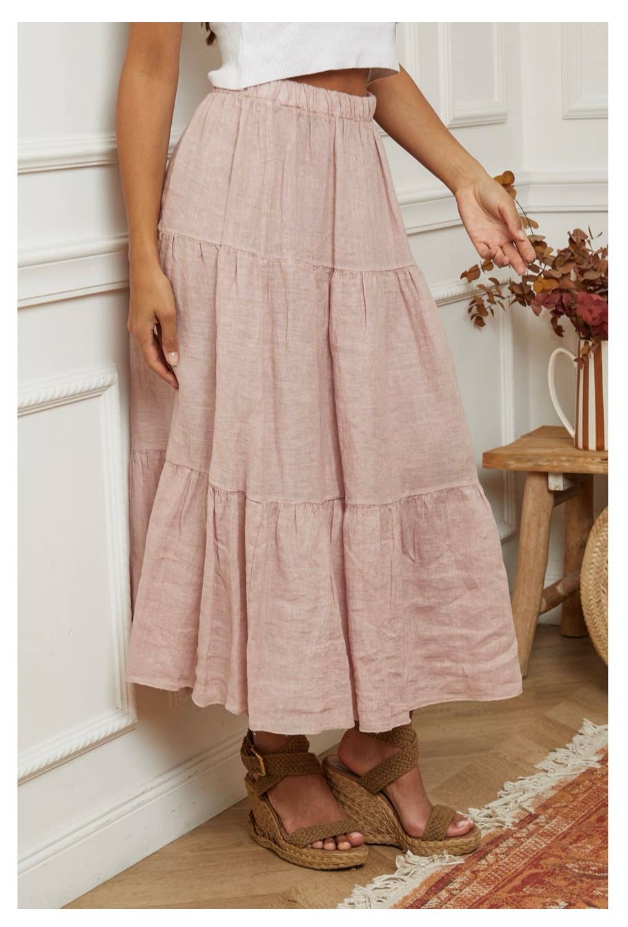 100% Linen Skirt TOBACCO