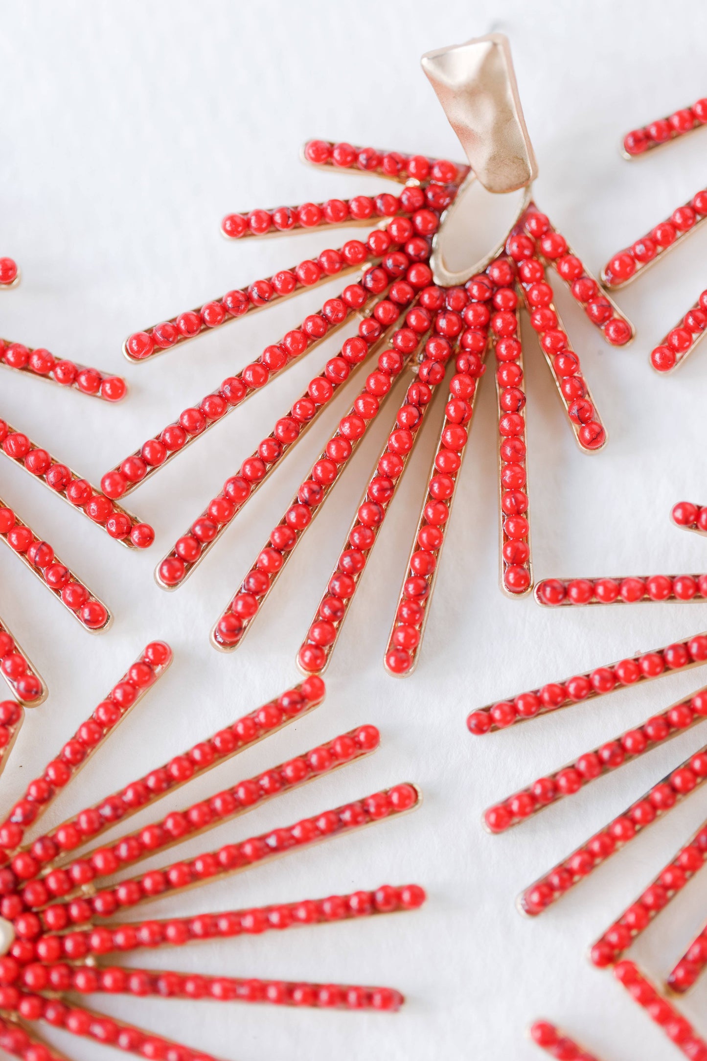 Red Sunburst Statement Drop Earrings