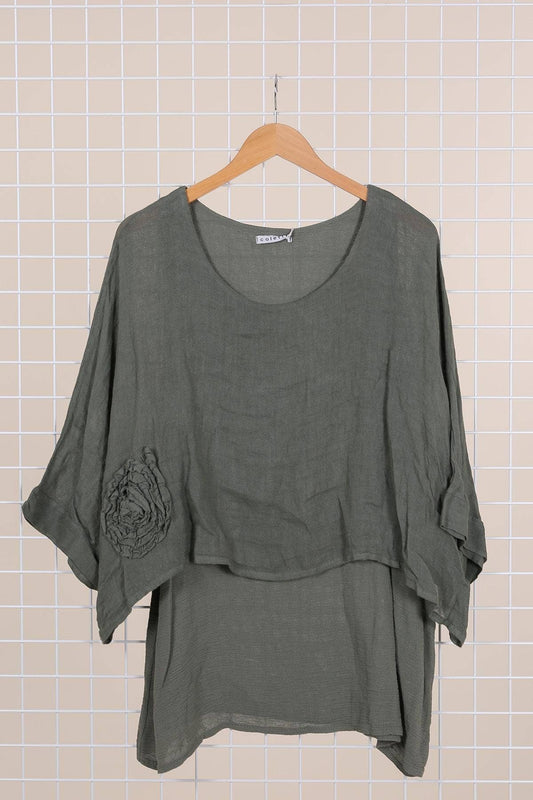 Linen tunic lined with cotton : Persimmon