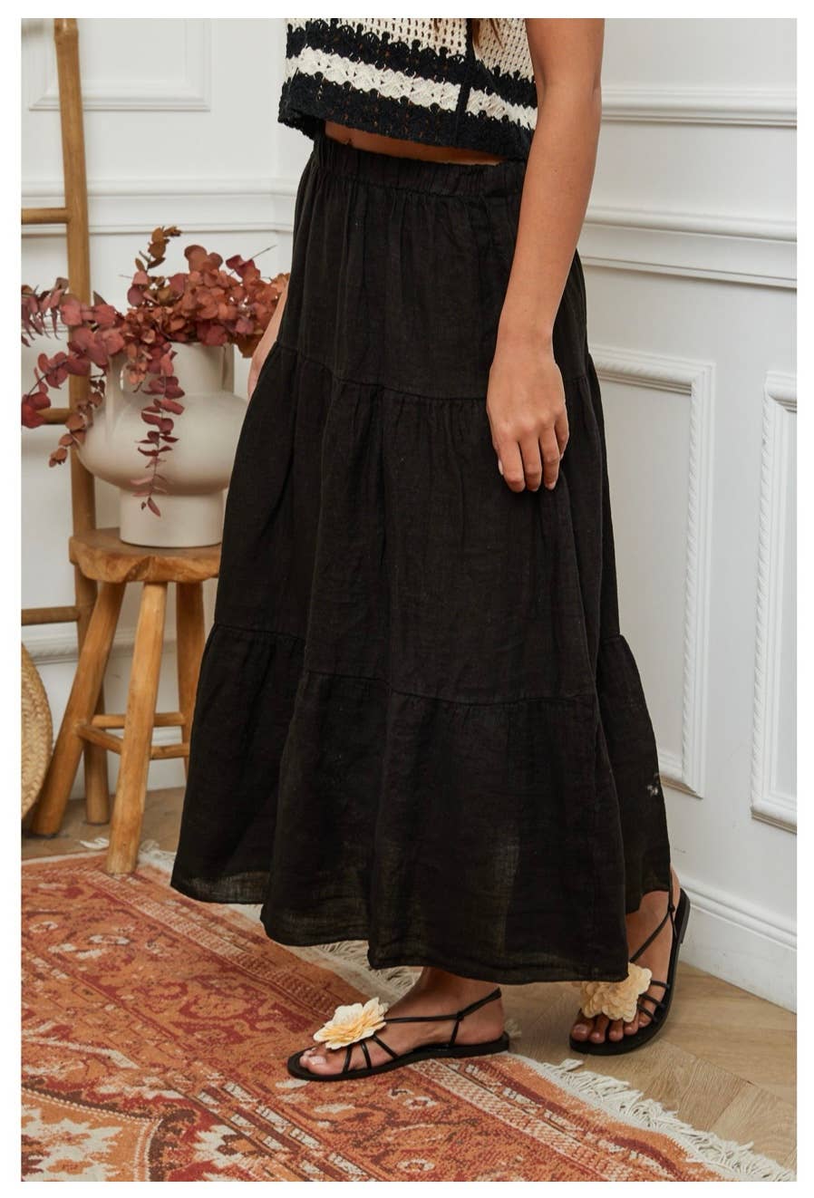 100% Linen Skirt TOBACCO