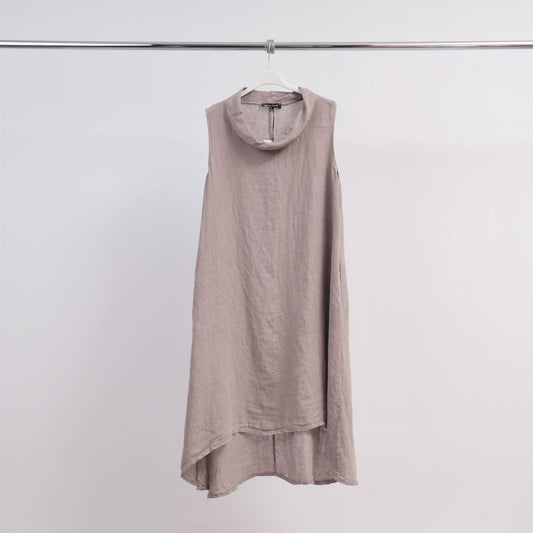 Linen dress with Pockets :Taupe