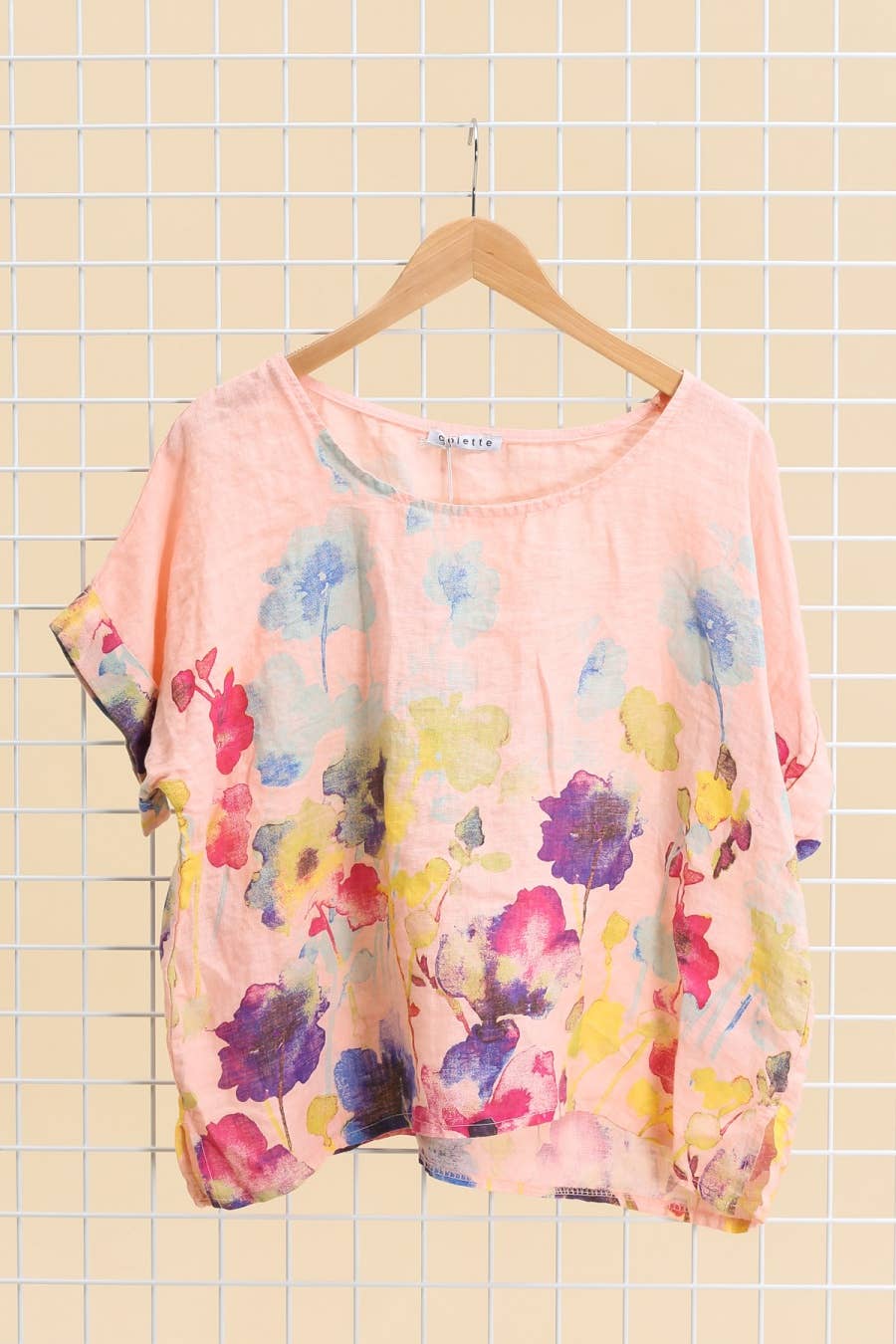 Round neck printed linen T-shirt 23310 100% LINEN: Mole