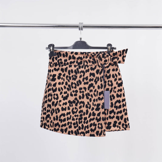 Textured leopard print short skirt M