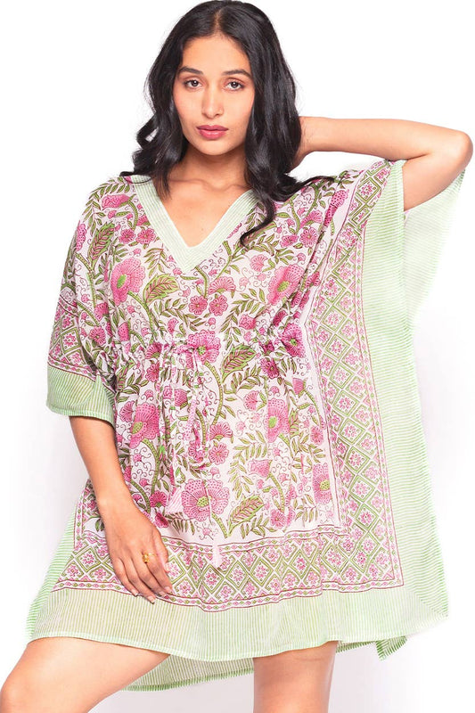 Namita Block Print Caftans : Pink & Green
