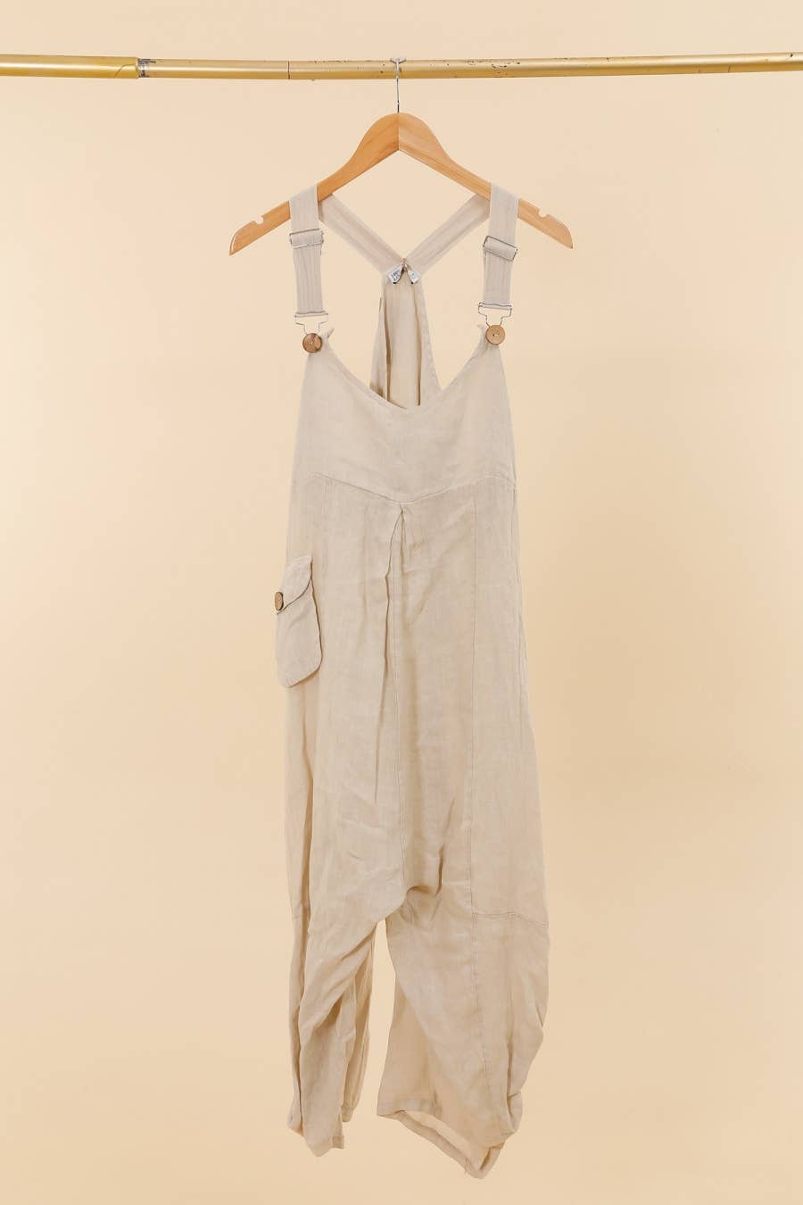 100% linen jumpsuit - Khaki