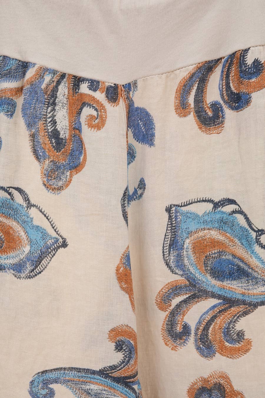 Printed linen trousers 6526 100% LINEN: Apple green