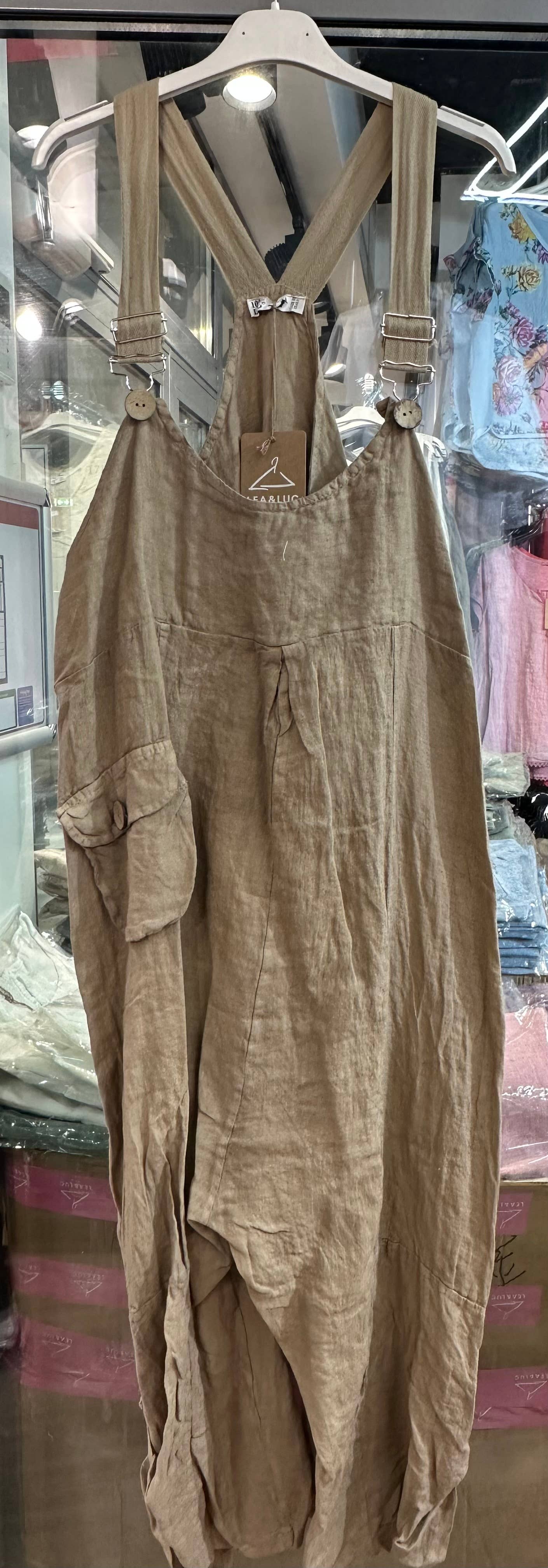 100% linen jumpsuit - Khaki