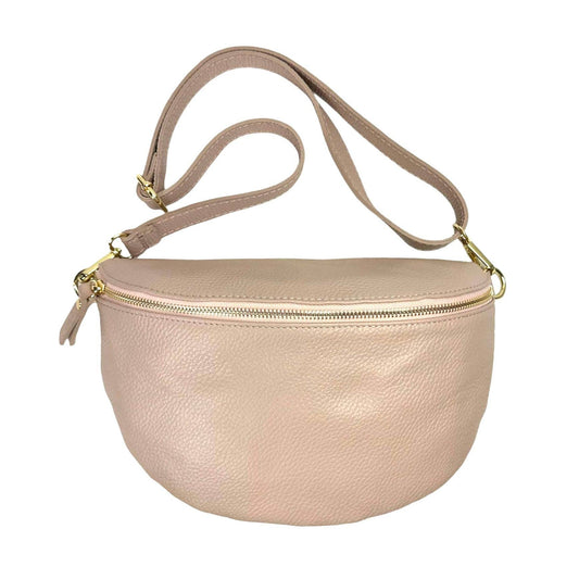 Large Italian Leather Waist Bag for Women. Online Sales: Beige