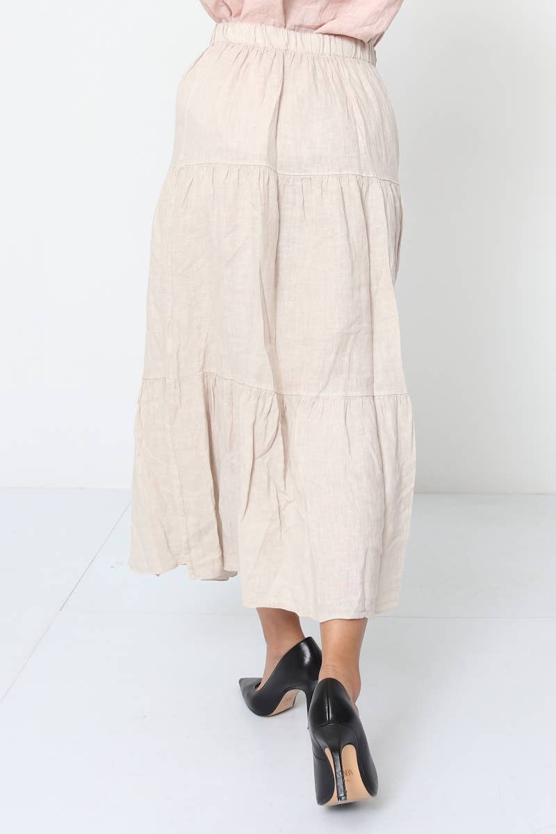 100% Linen Skirt TOBACCO