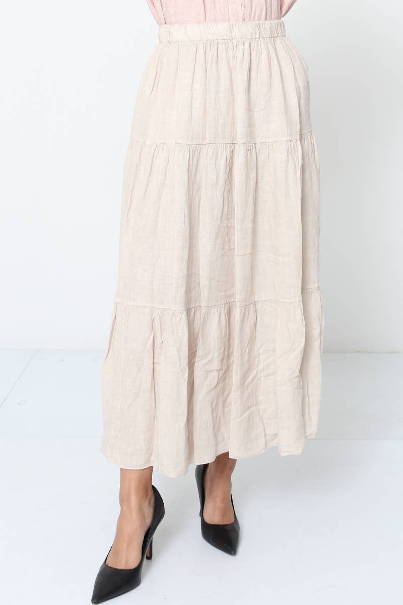 100% Linen Skirt TOBACCO
